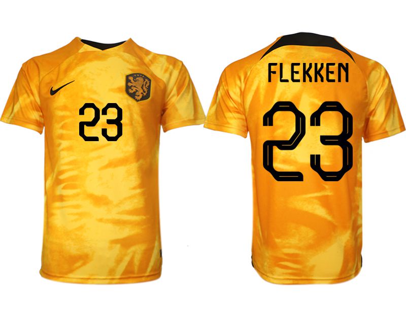 Men 2022 World Cup National Team Netherlands home aaa version yellow #23 Soccer Jersey